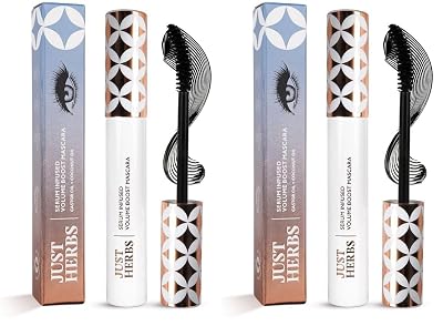 Just Herbs Serum Infused Volume Boost Mascara Highly Pigmented Waterproof Long Lasting 8ml (Pack of 2)
