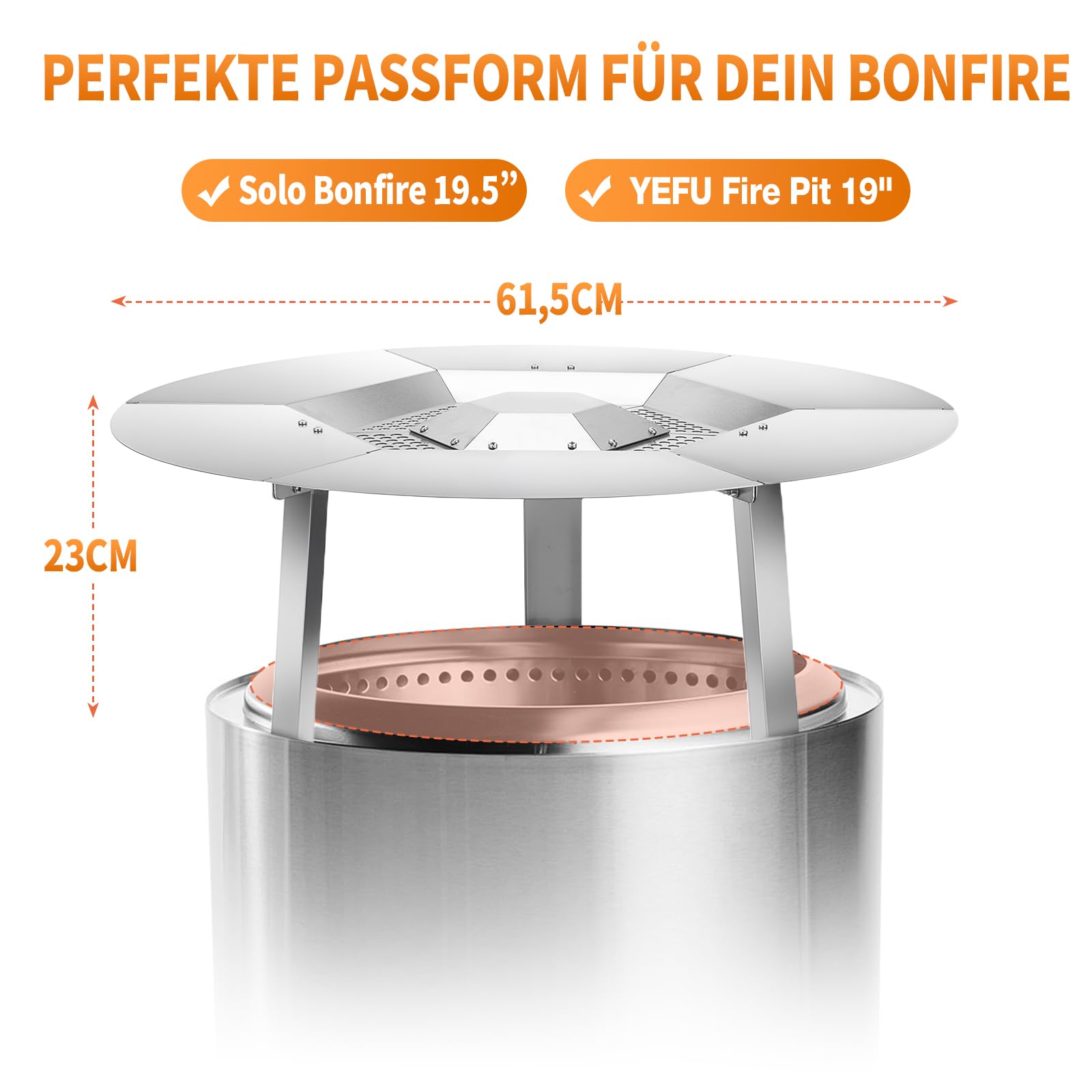 Wärmeverteiler Solo Stove Bonfire Feuerschale mit 3 abnehmbaren Füßen