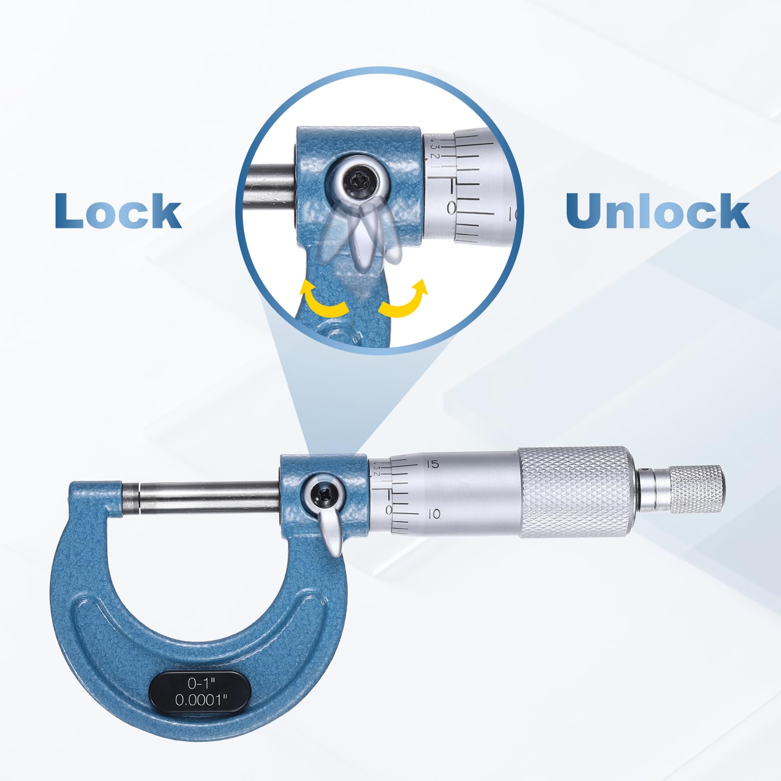 Rango de 0 a 1 Pulgada, precisión de +/-0,0001 Pulgadas, con Tope de trinquete. Herramienta de medición de precisión de Grado Industrial para Metal, Ideal para maquinistas e Ingenieros.