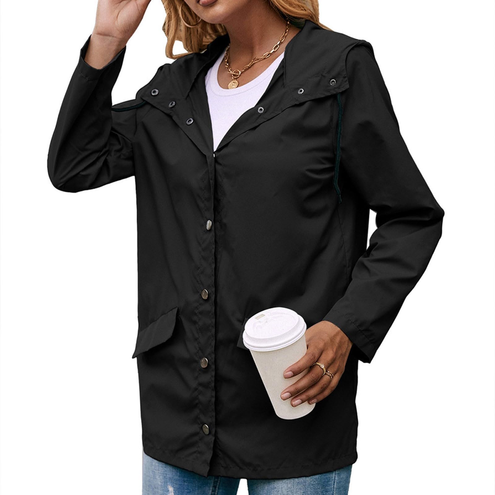 Generisch Montañismo Al Aire Libre Ropa Deportiva Con Capucha Senderismo Impermeable Chaqueta Cortavientos Media Abrigo
