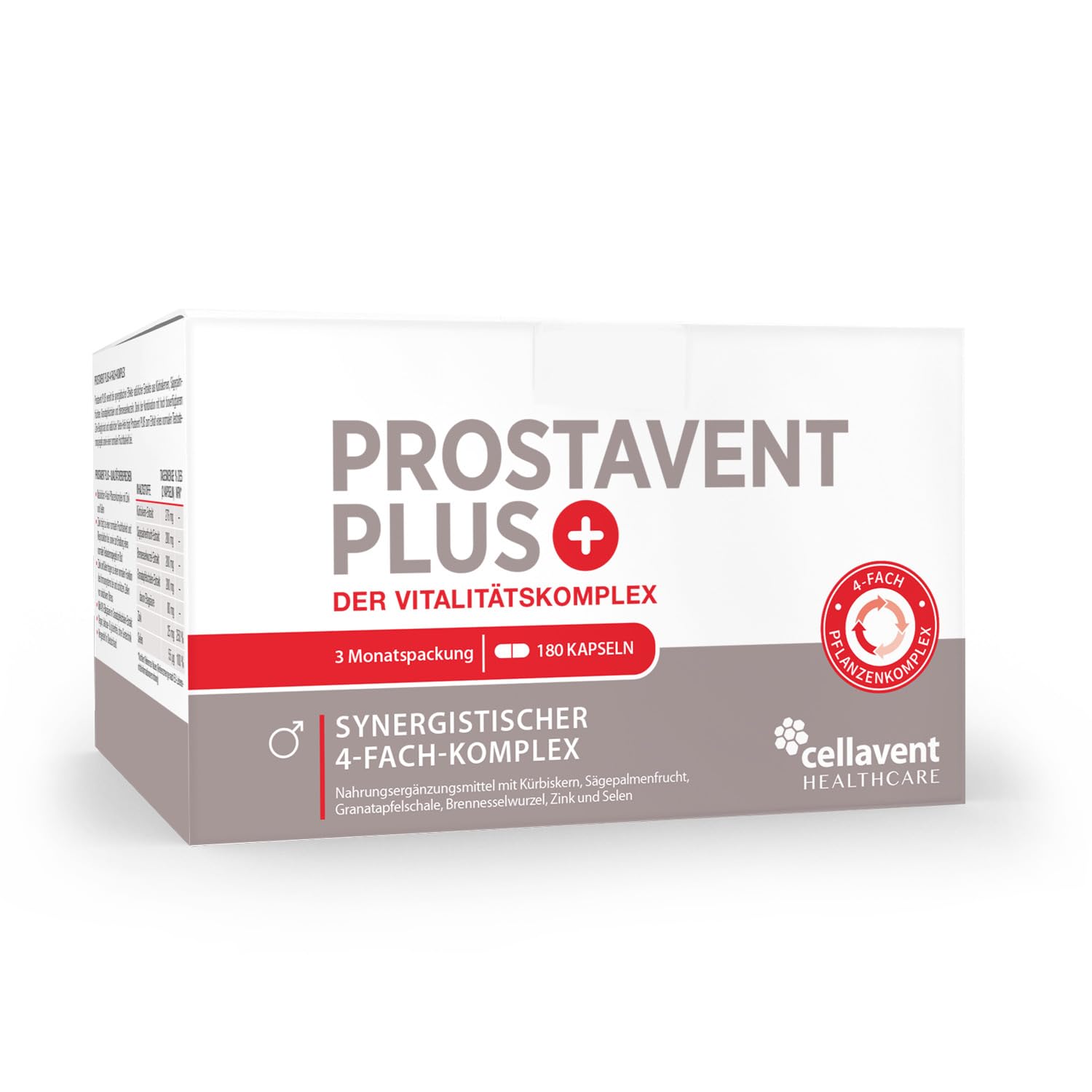 Prostata Kapseln - Sägepalmenextrakt (saw palmetto) - natürliche Extrakte aus Kürbiskernen, Granatapfelschale & Brennnesselwurzel - Selen & Zink für den Testosteronspiegel, 180 Kapseln für 3 Monate