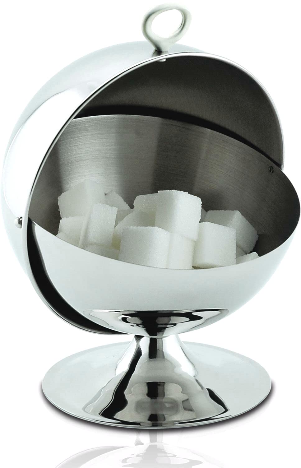 Regent Stainless Steel 18/10 Roll Top Sugar/Candy Bowl, Kitchen Food Storage, Container with Roll for Candy, Sugar, Snacks. Home Organizer Reversible (5.5 x 6.3 inches)