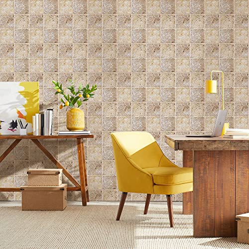 Commomy 3D Faux Stone Peel And Stick Wall Tile, 11.8"X 11.8", Rustic Self Adhesive Faux Stone Wall Panels For Kitchen Backsplash, Living Room,Fireplace(10 Sheets, Beige) #TOP5