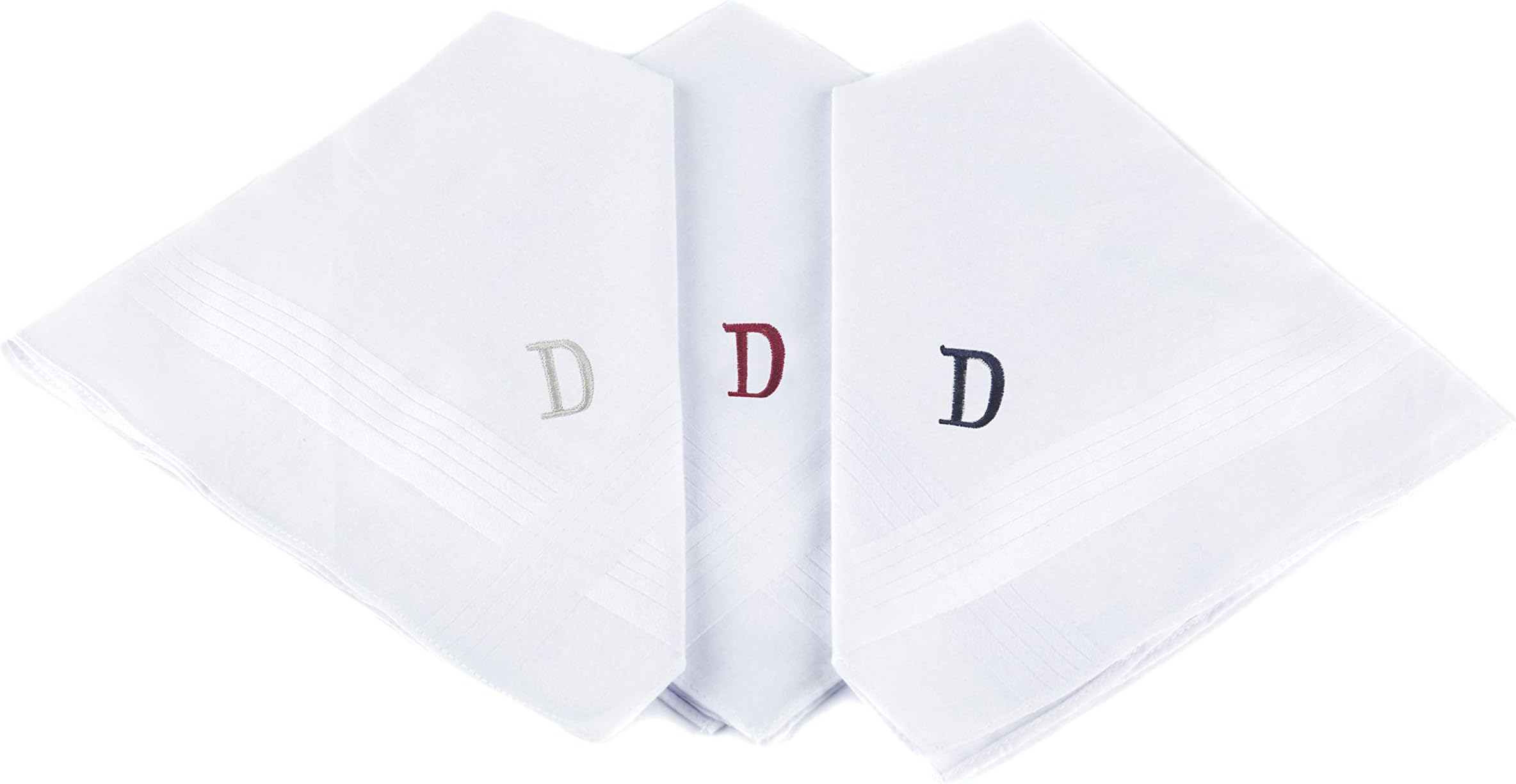 Initial Handkerchief for Men, Monogrammed Boxed 3 Piece Set,100% Cotton