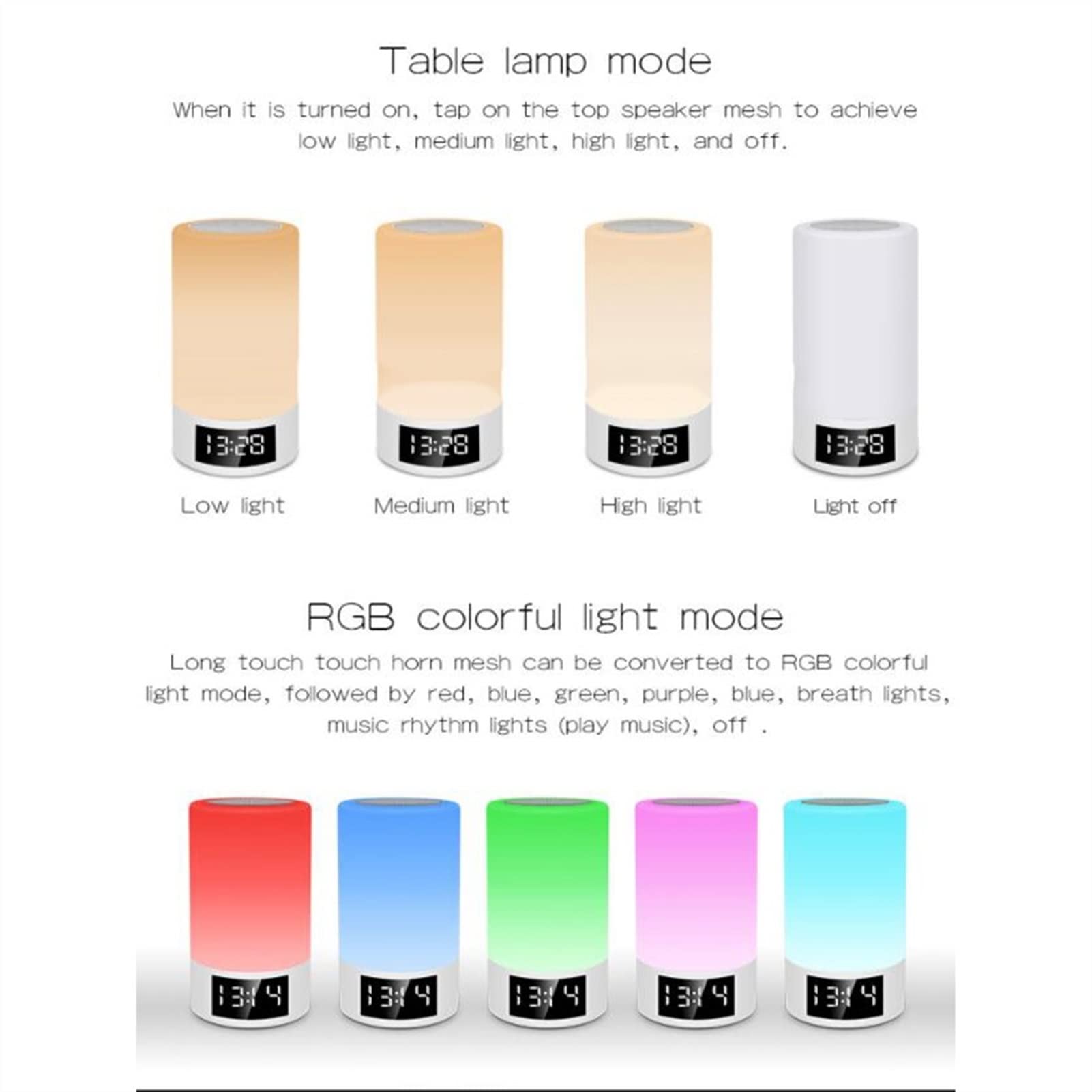 Nachtlichter, Bluetooth-Lautsprecher, multifunktional, kabellos, Bluetooth-Lautsprecher, intelligenter Musik-Wecker, LED-Tischlampe, Nachttischlampe, Nachtlicht