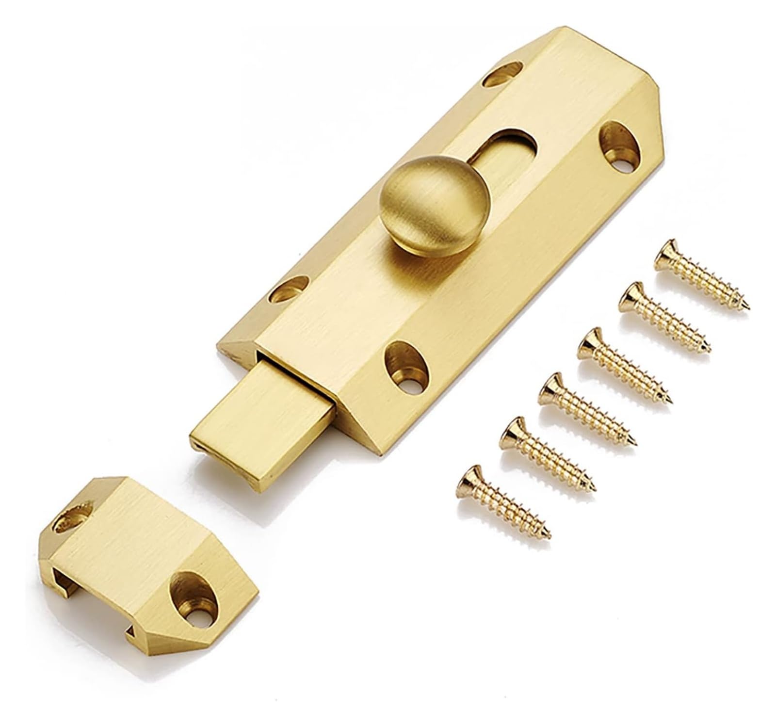Door Latch， All Copper Slide Door Bolt Lock Multicolor(Gold)