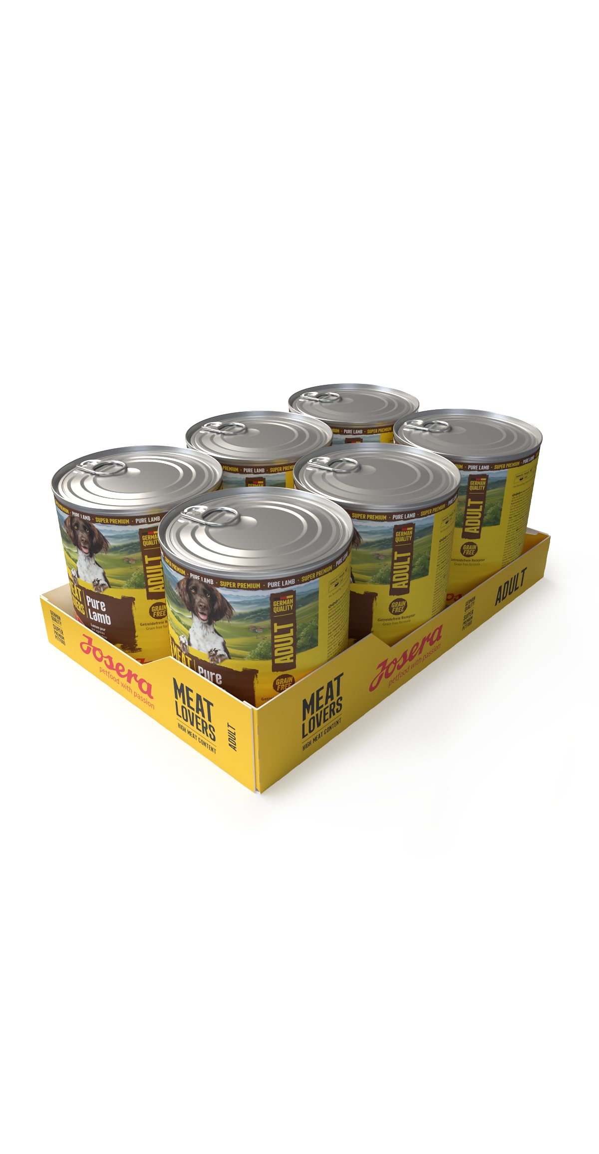 JOSERA Meat Lovers Pure Agnello (6 x 800 g) | Adult | Alimento umido di alta qualità per cani adulti | quantità extra di carne di agnello (68%) | monoproteina | senza cereali | cibo per cani bagnato |