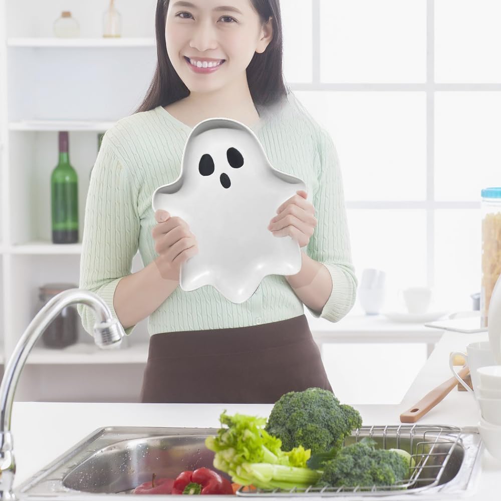 Ceramic Ghost Plate (10.6 * 9.1in) | Reusable Halloween Plate for Everything from Desserts, Salads, Snacks, Candy, Appetizers and More (1)