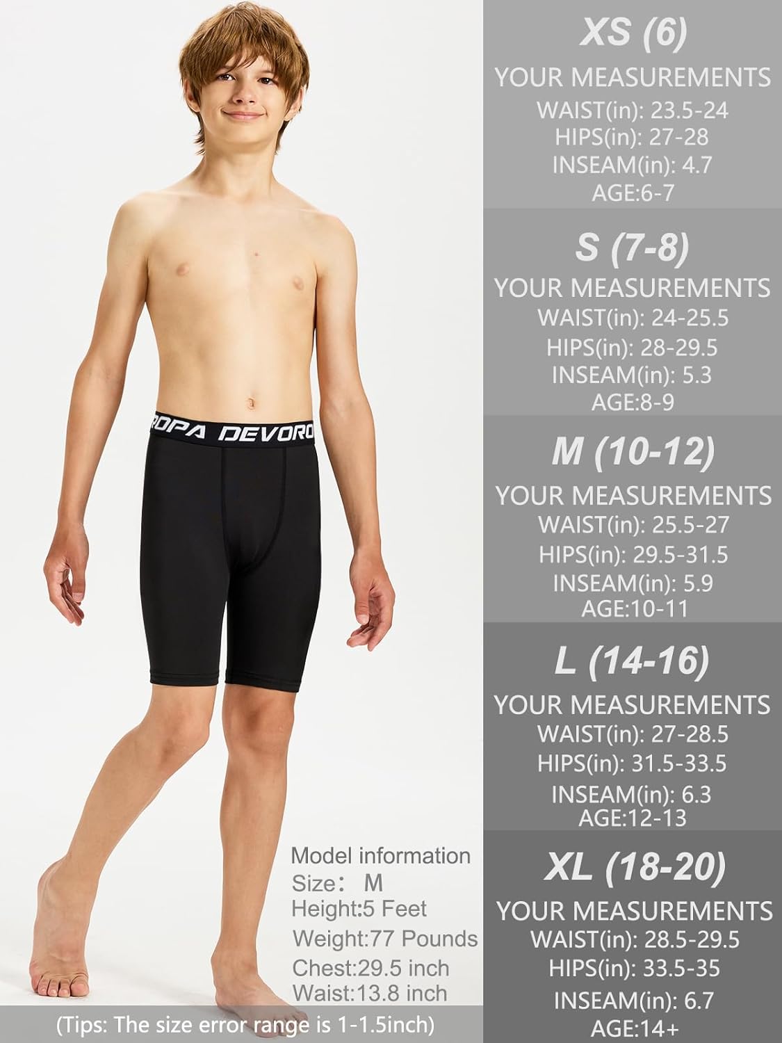 DEVOROPA Youth Boys Compression Shorts Performance Athletic Base Layers Workout Training Underwear Side Pocket - Image 6