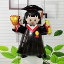 Atpata Funky 40-inch Grad Girl Foil Balloon in Cap & Gown with Trophy and Scroll - Perfect Decor for Happy Graduation Party Decoration, Congrats Grad Convocation Celebrations gallery image