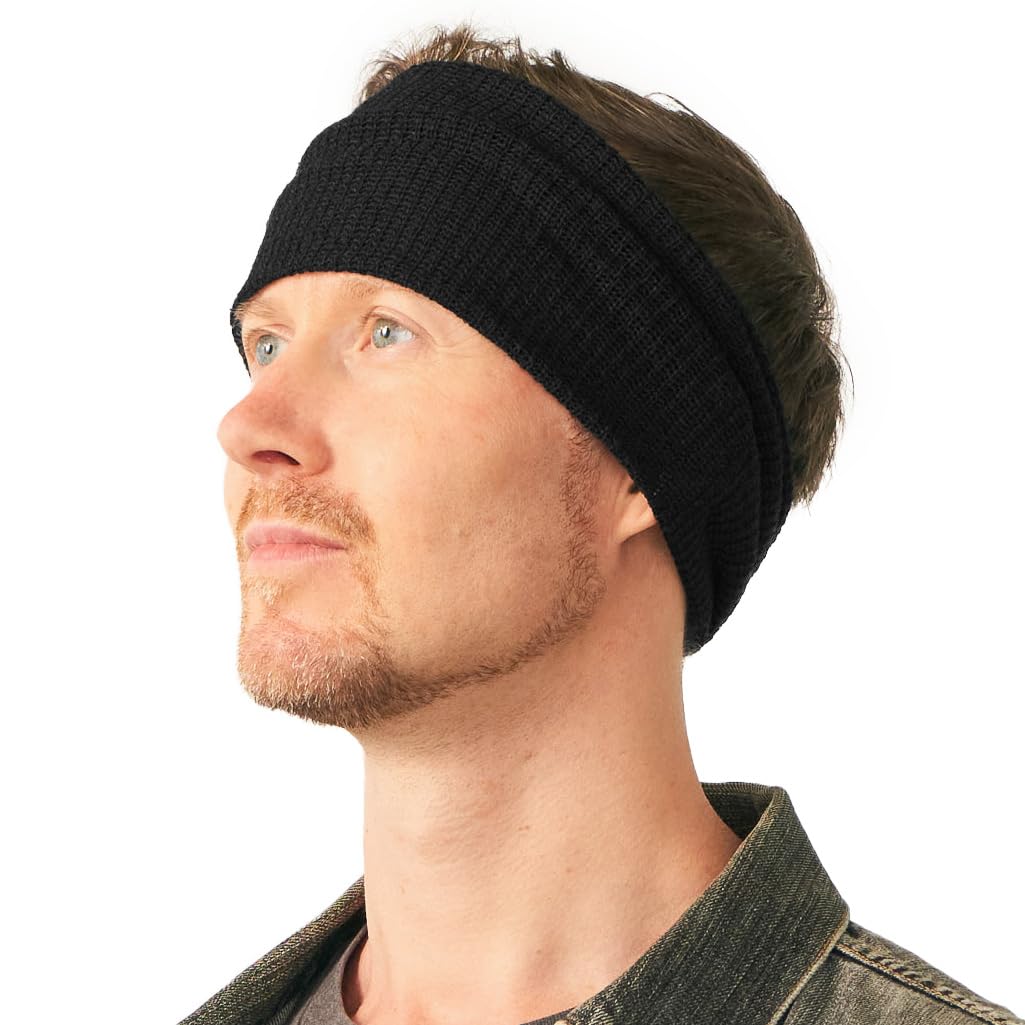 Mens Plain Wide Cotton Headband Womens Hair Band Black-image-22