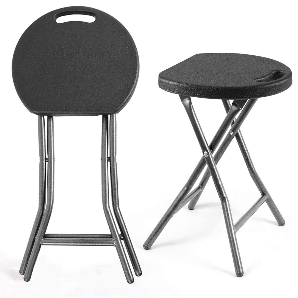 E-PLUS Heavy Duty Fold up Portable Folding Stool - 45cm -Set of 2
