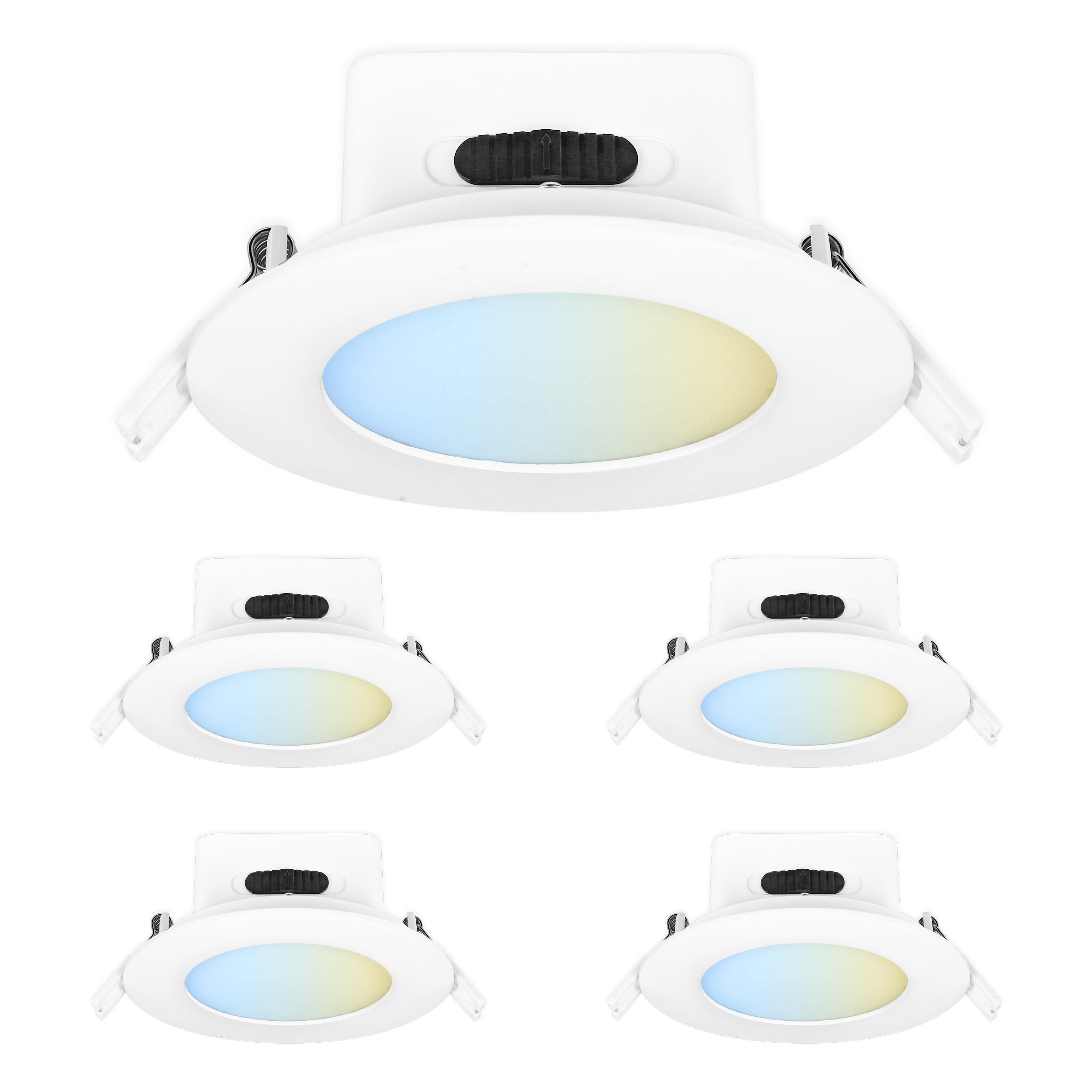 feit electric 4" led canless recessed downlight with integrated j-box, high output, 75w equivalent, dimmable, 5cct selectable white, 90 cri, 850 lumens, 45-year lifetime, 4 pack, ledr4hojbx/6wyca/4