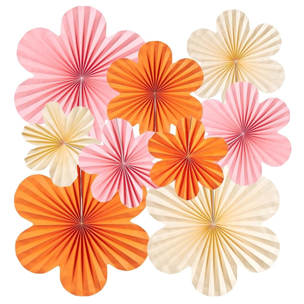 SUNBEAUTY 6er Set Papier Fächer Dekoration für Party Feier Hochzeit Geburtstag 21cm 31cm 42cm