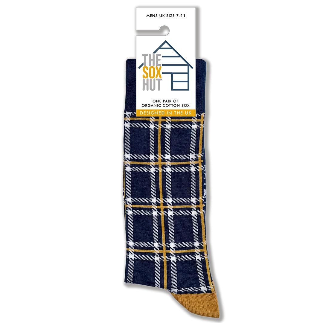 The Sox Hut Men's Dark Blue Tartan Socks For Size 7-11 (Uk, Numeric, 7, Regular, Regular)