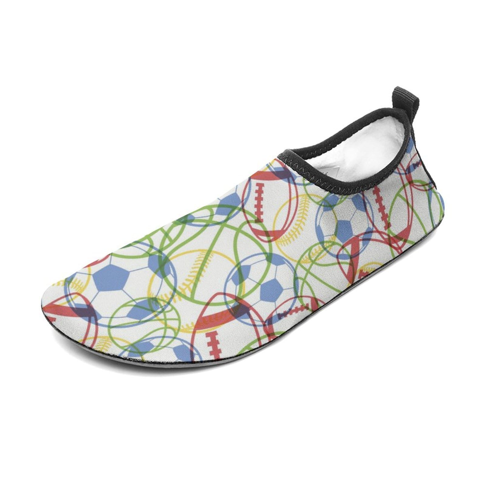 CSEMEIE Cartoon Volleyball Rugby Pattern Water Shoes Beach Shoes Aqua Socks for Women Men Swimming Yoga