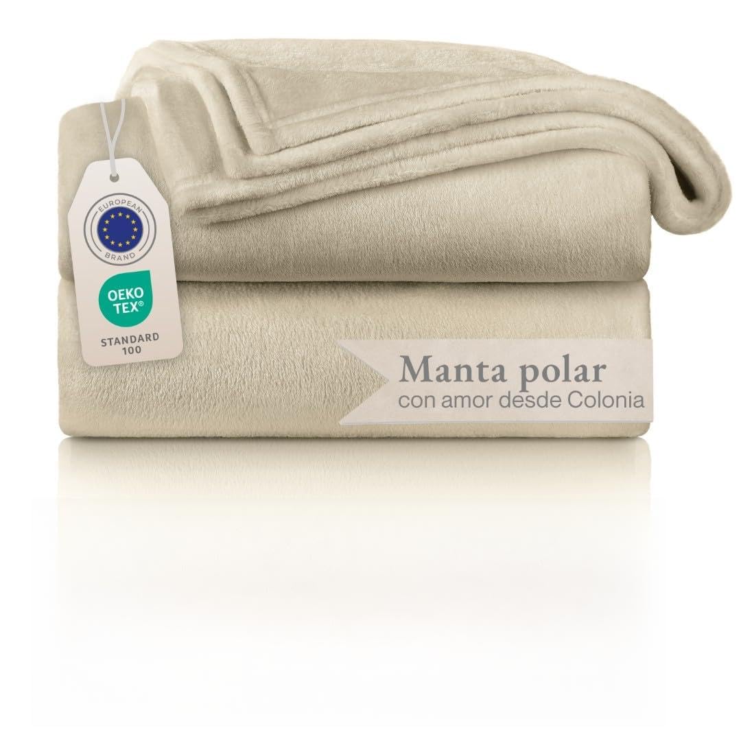 Blumtal Mantas para Sofá de Franela Suave y Acolchada - Manta Polar 100% Microfibra Extra Suave, Manta de sofá, de Cama o de Sala de Estar, Beige, 220 x 240 cm OEKO-TEX STANDARD 100