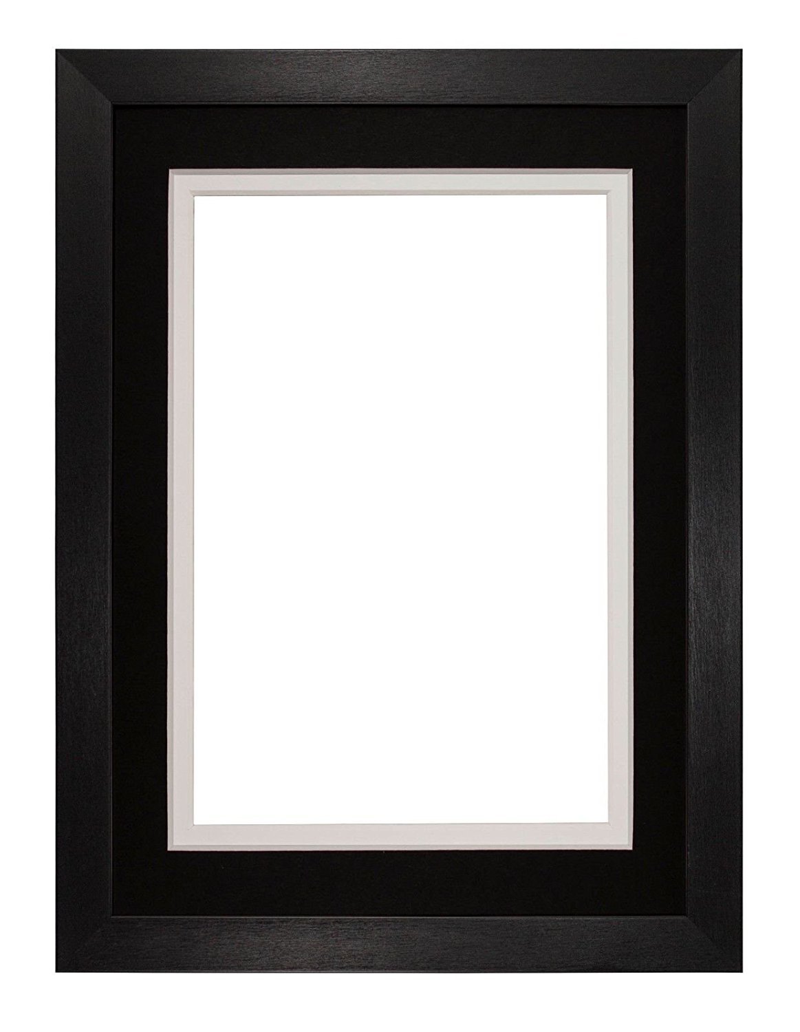 Memory Box Brushed Black Double Mount Photo frame/picture frame/poster frame with Perspex Sheet - Black on White Mount - 20"x16" for 16''x12 pictures