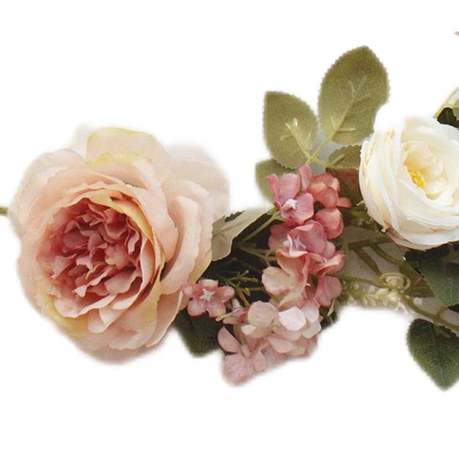 CALANDIS Realistic Decorative Flower Swag Garland Wreath for Home Front Door Ornament White