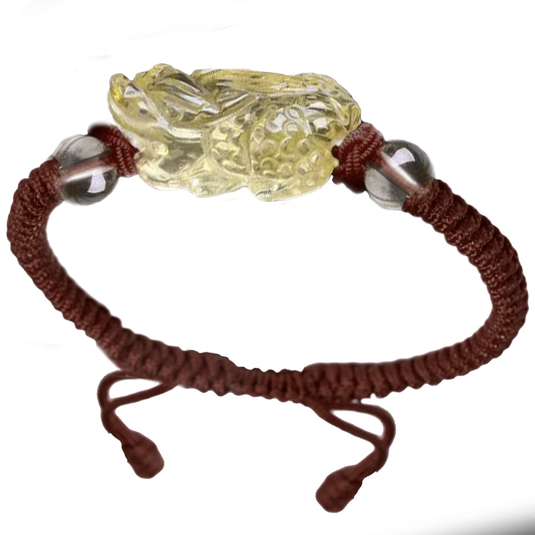 Pulsera Feng, Feng Shui Citrino Cristal Hilo Rojo Pi Yao Amuleto de la Suerte Pulsera Budista Hecha a Mano Ajustable Talismán para Riqueza Buena Suerte