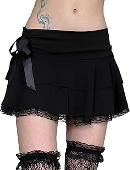 Amazon.com: YISHATIER Women Lace Ruffle Skirt Low Waisted
