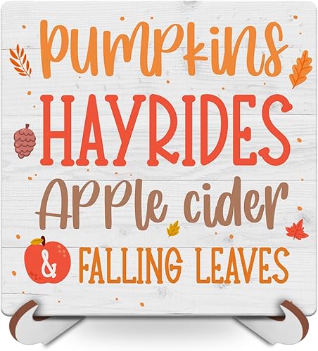 Decoración de escritorio de calabaza de otoño con soporte de madera, decoración rústica de Acción de Gracias para el hogar, sala de estar,