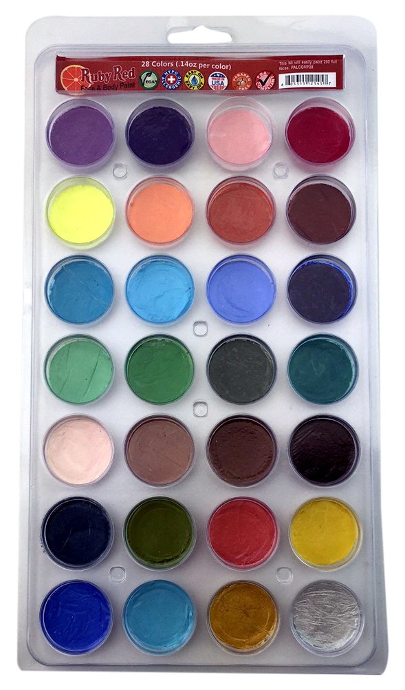 Ruby Red Paint, Inc. PALCOMP28 28 Colors Face Paint, 2ml