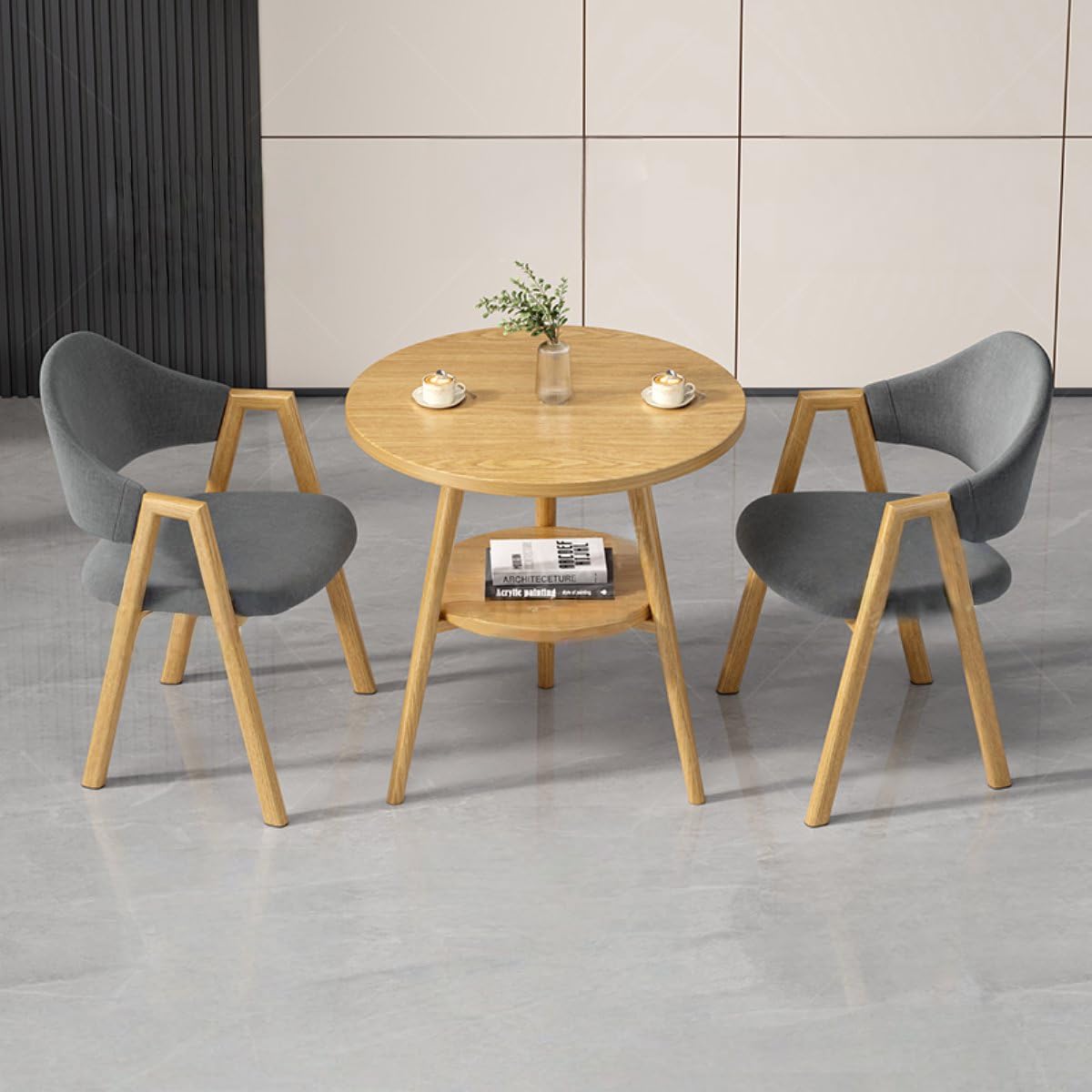 Round Reception Desk and Chair Set, Office Conference Table &amp; Chairs, Business Coffee Dining Table Set for Small Space Reception Room, Lounge, Conference Room