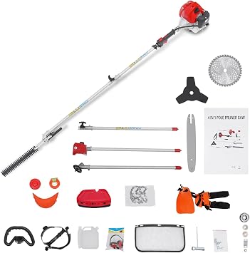 52CC 2-Stroke Weed Eater Gas Powered, 4 in 1 Gas Weed Wacker, Brush Cutter Hedge Trimmer for Grass, String Trimmer Edger, High Branch Saw for Lawn, Yard, Garden