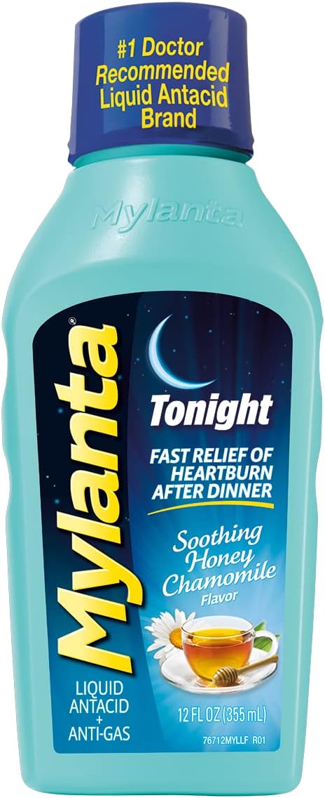 Mylanta Heartburn and Gas Relief, Liquid Antacid, Tonight Formula, Honey Chamomile Flavor, 12 Fl Oz Mylanta Heartburn and Gas Relief, Liquid Antacid, Tonight Formula, Honey Chamomile Flavor, 12 Fl Oz
