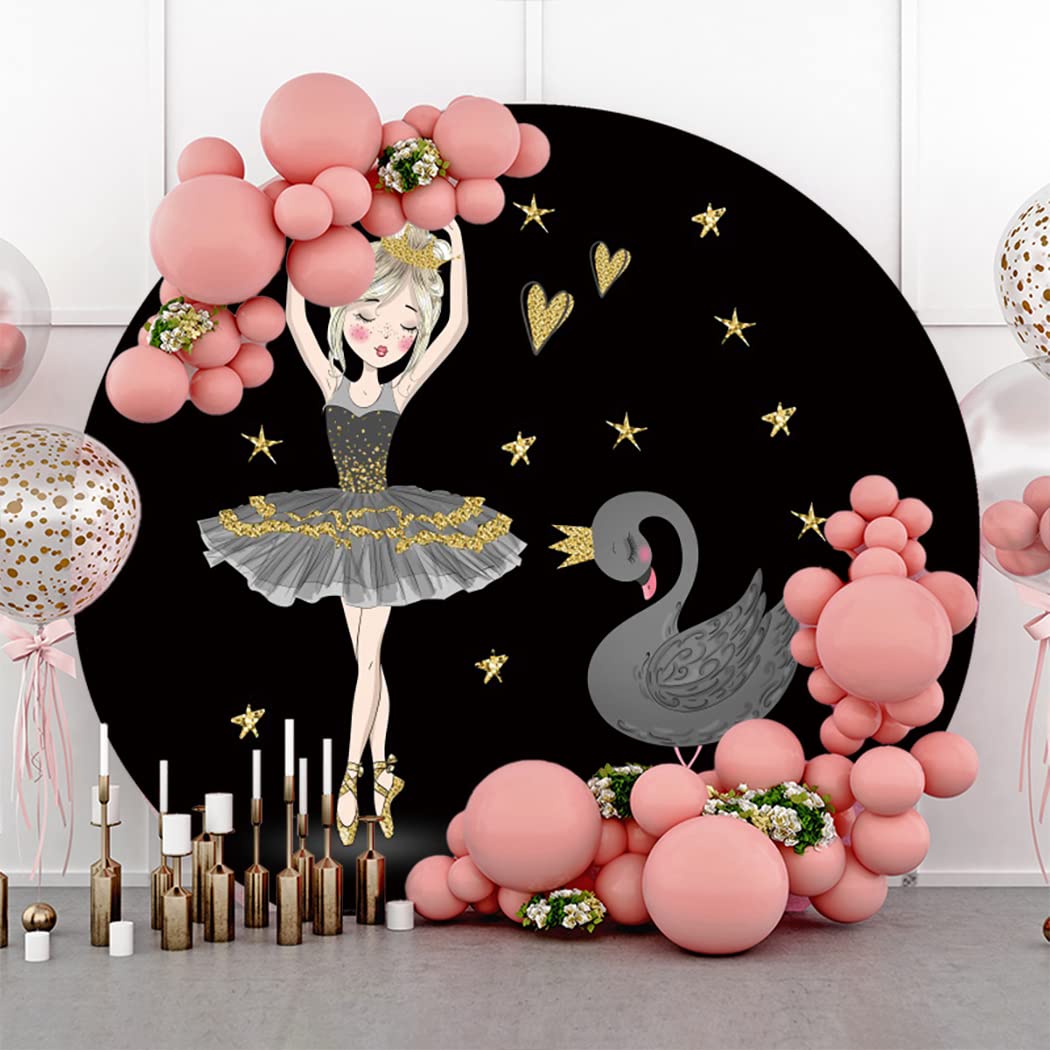 Yeele Ballett-Mädchen Hintergrund 2,3x2,3 M – Runder Fotohintergrund Mit Rosa Blumen Für Babyparty & Portrait