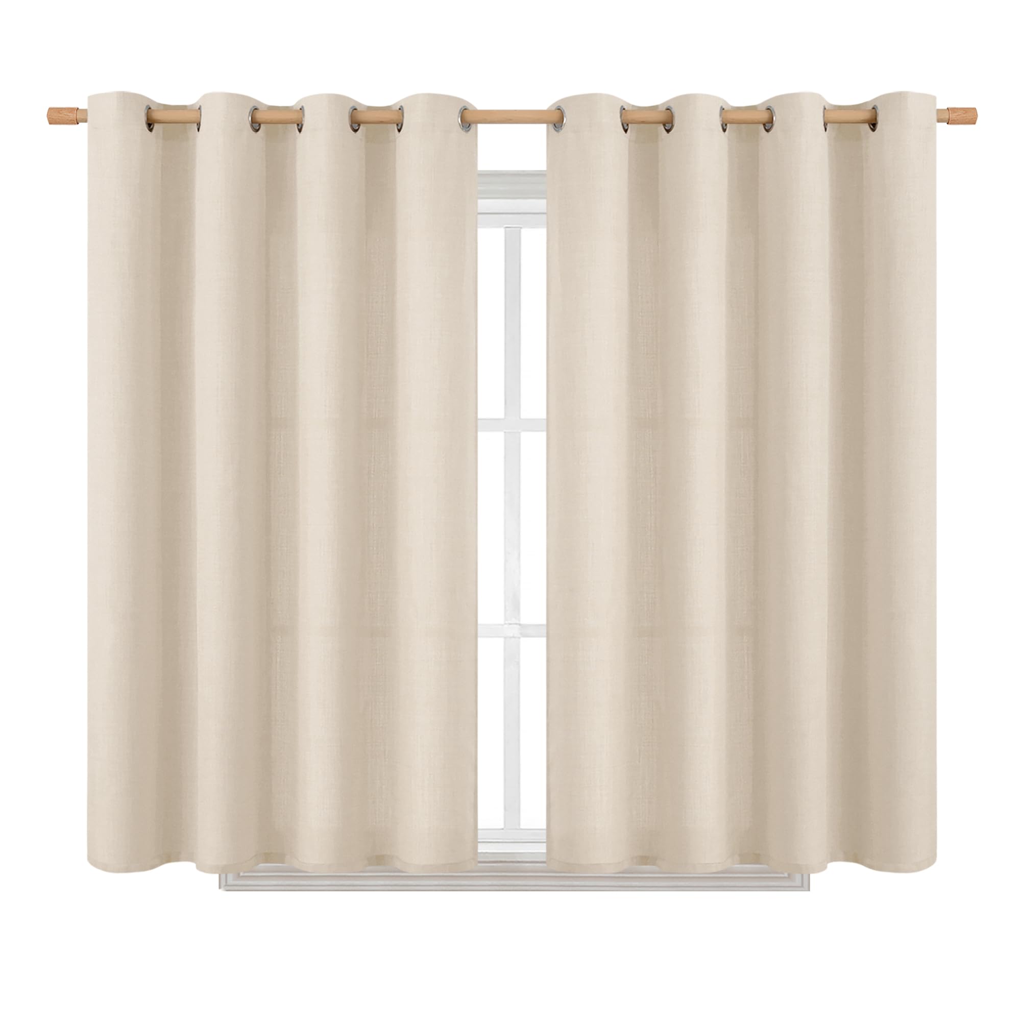 BGment Curtains 45 Inch Length 2 Panels Set for Bedroom, Grommet Thick Linen Look Burlap Textured Light Filtering Privacy Window Drapes for Farmhouse Living Room, 52 x 45 Inch, Light Beige โ image 1