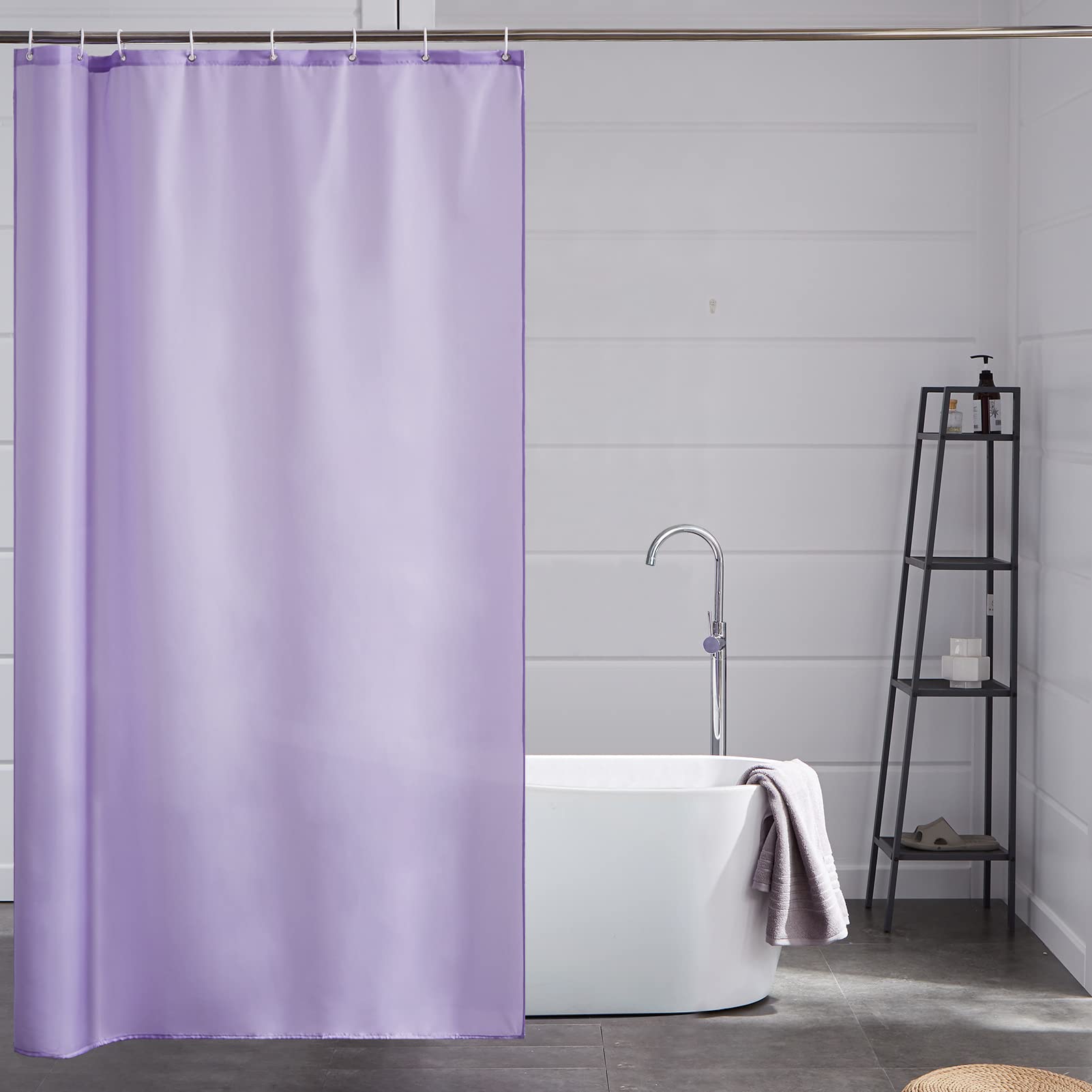 Cortinas Baño Blanca Antimoho Antibacteriano Impermeable Poliester Tela Lisa Lavable, con 12 Ganchos Plásticos, 180x200 Cortina. — view 66