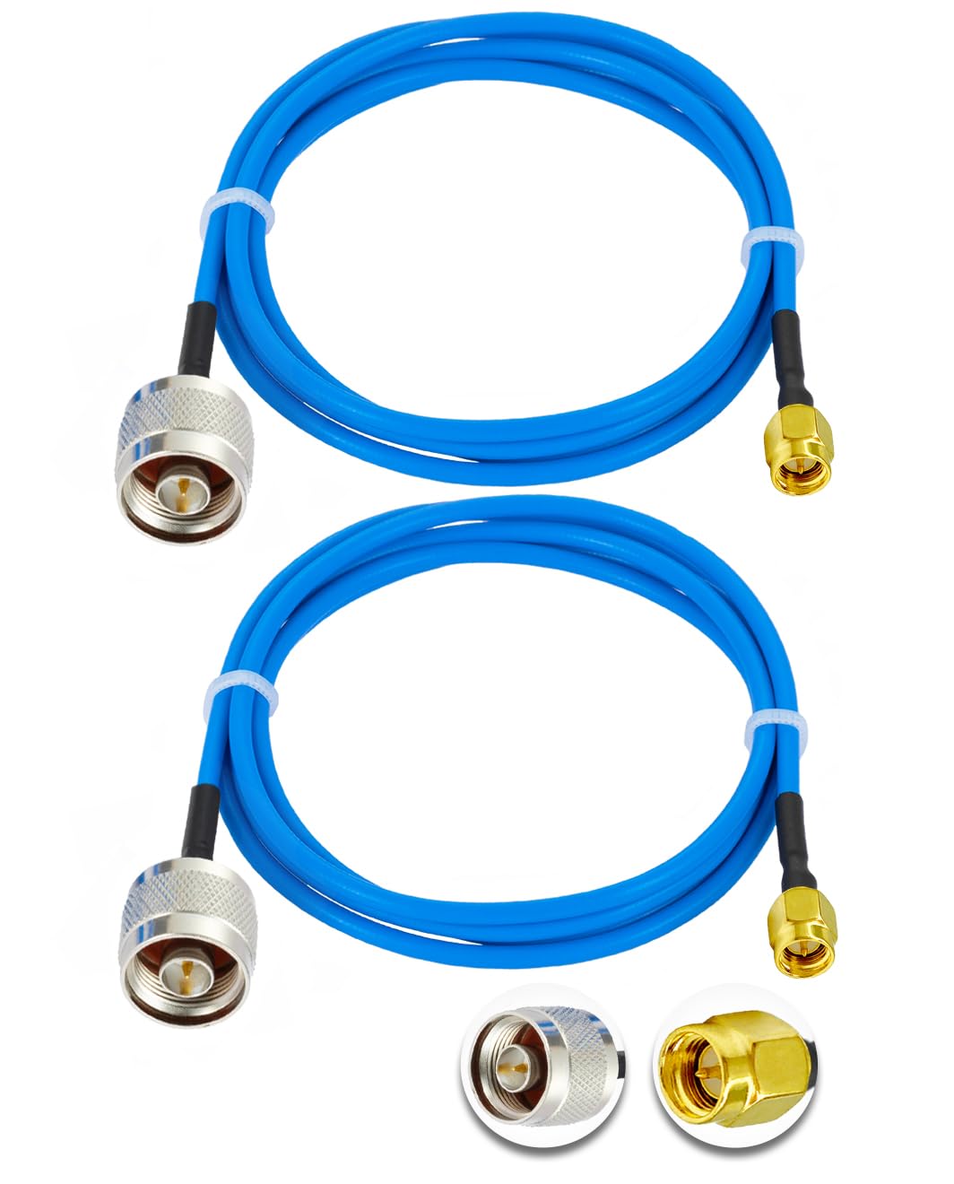 2PCS SMA Male to N Type Male RF Coaxial Cable N Type RF Coax Pigtail Cable 3.3ft/1m RG405 SMA Male 50 Ohm Low Loss Extension Cable