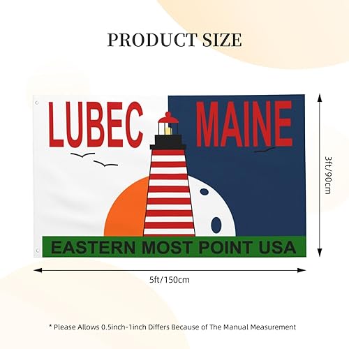 Miniatura 7 de Bandera de Lubec, Maine, bandera de 3 x 5 pies, banderas duraderas de doble cara para exteriores, banderas decorativas para patio, hogar, jardín,