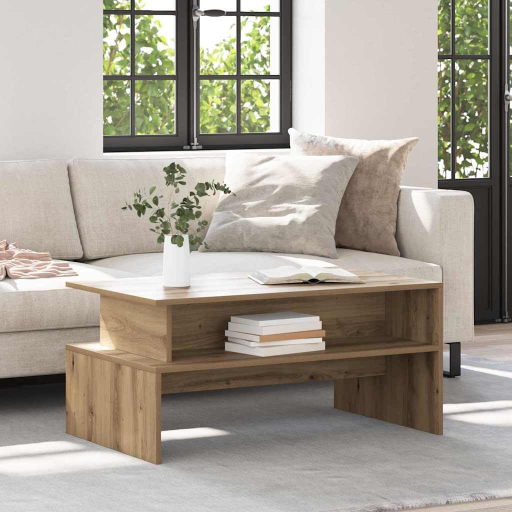 SXZenSpace Modern Rectangular Coffee Table 90 x 55 42.5 cm Artisan Oak Engineered Wood with Hidden Shelf for Living Room or Sofa Side Minimalist Design and Durable Construction