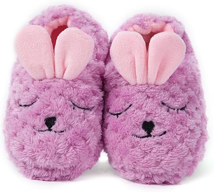 Enteer Baby Girls House Slippers with Non-Slip Rubber