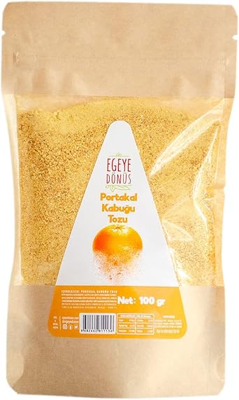 EGEYE DÖNÜŞ Portakal Kabuğu Tozu - 100 Gr. (Öğütülmüş Kuru Portakal Kabuğu - Doğal Aroma Verici - Glütensiz Sporcu Gıdası)