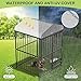 Large Outdoor Dog Kennel, Heavy Duty Metal Dog Cage with Rotating Feeding Bowl, Waterproof Roof Cover & Lock, Weatherproof for All Dog Breeds - Perfect for Garden, Backyard, or Indoor Use(4x4x6ft)