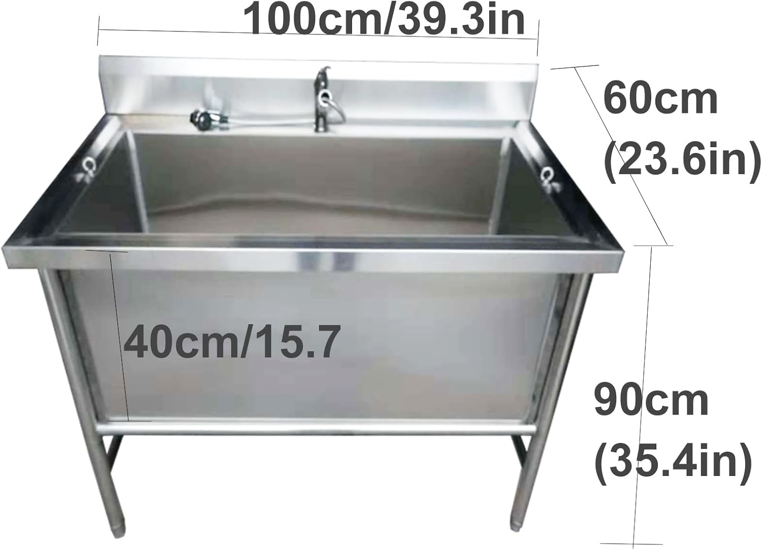 Pet Grooming Bathtub Stainless Steel Dog Wash Station for Large Dogs Dog Wash Station with Telescopic Tap (31 Inches) ()