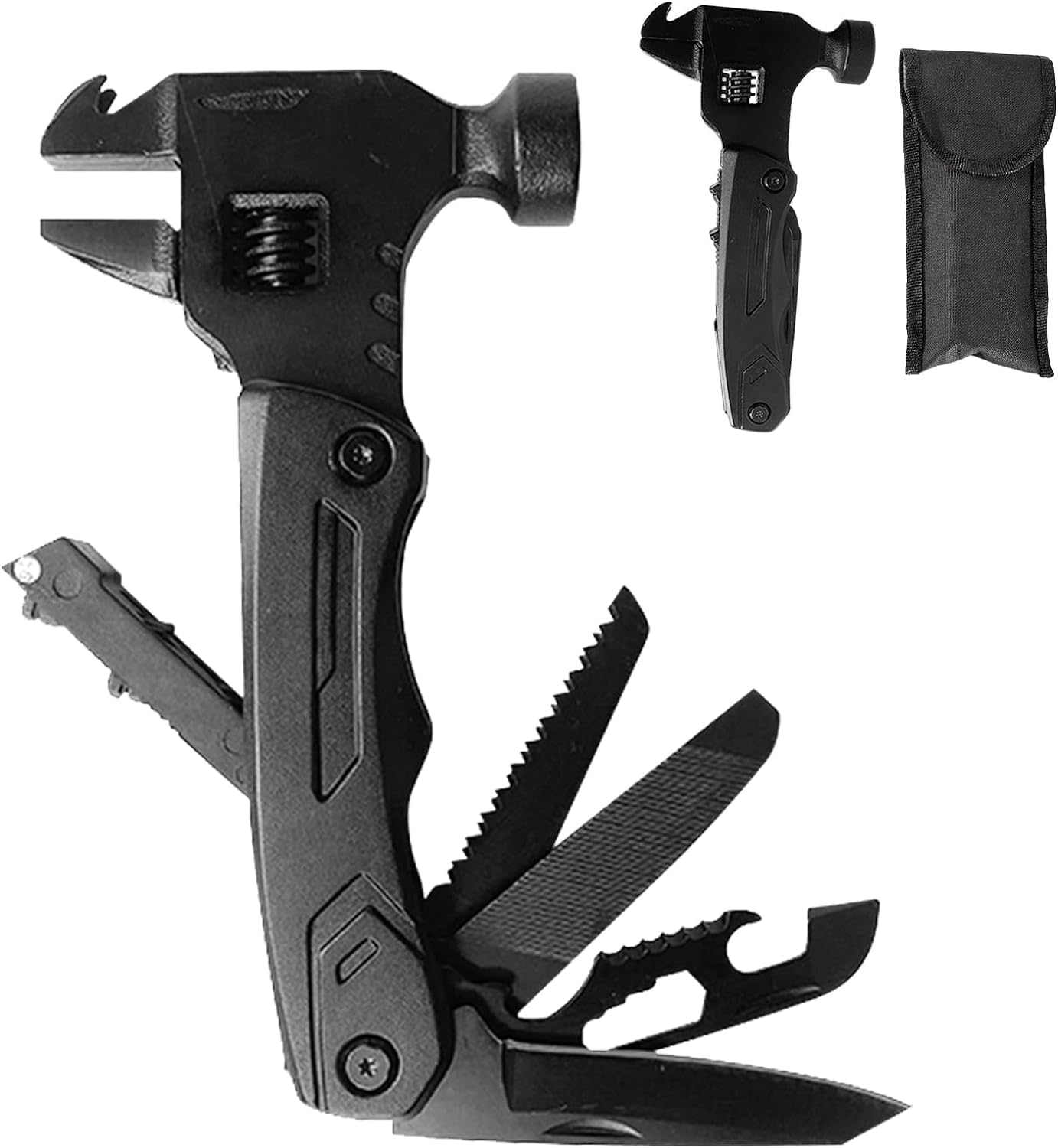 Azonee Multitool Hammer Screwdriver Multi-function Wrench Bottle Opener Cool Gadgets for Camping Survival Gear Outdoor Travel Home DIY Use Outdoor Emergency Tool Gifts for Men Husband Men Dad