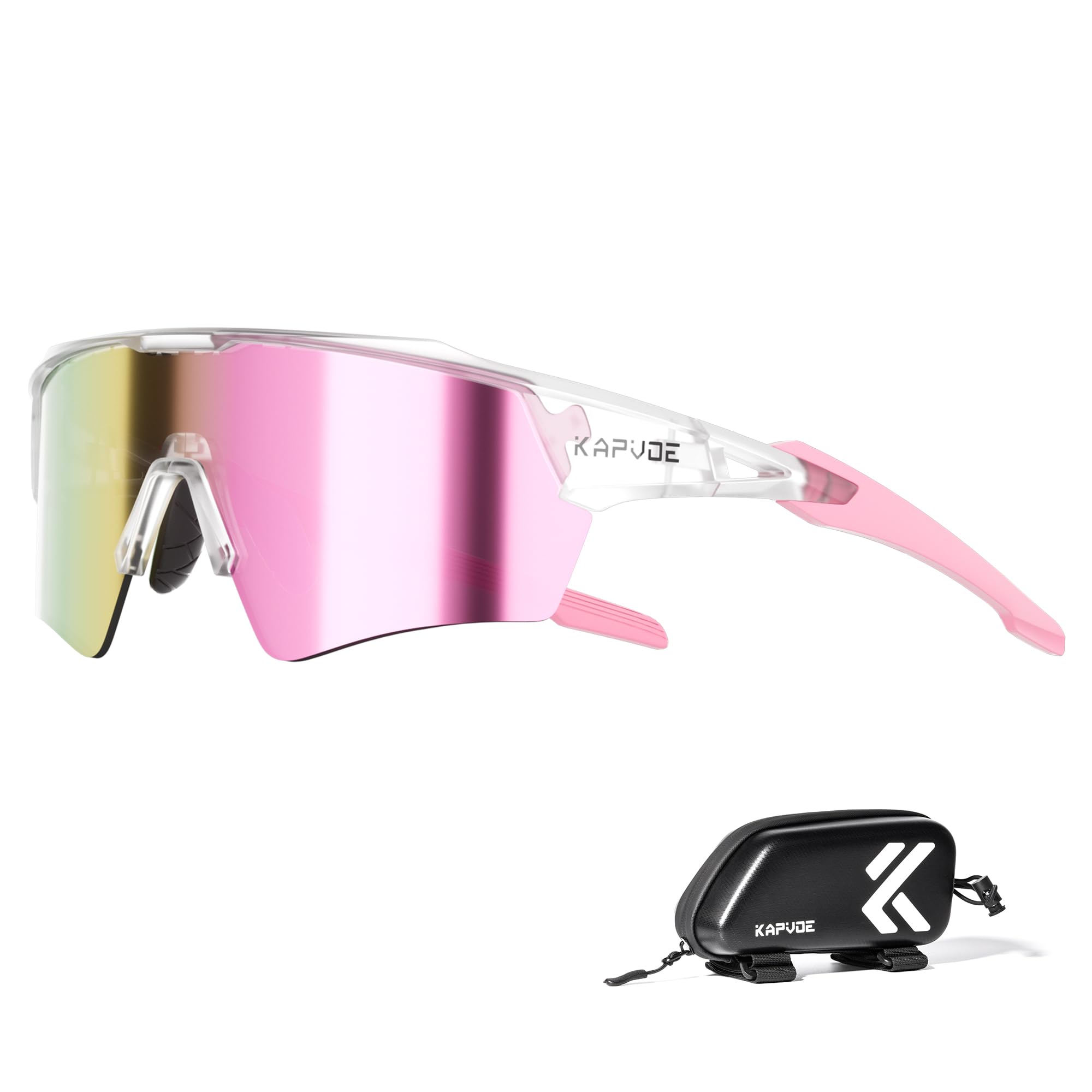 KAPVOE Polaryzowane okulary rowerowe dla mężczyzn i kobiet, okulary do jazdy na rowerze górskim, 3 wymienne soczewki, oprawki TR90, sportowe okulary przeciwsłoneczne, ochrona UV400, do jazdy na