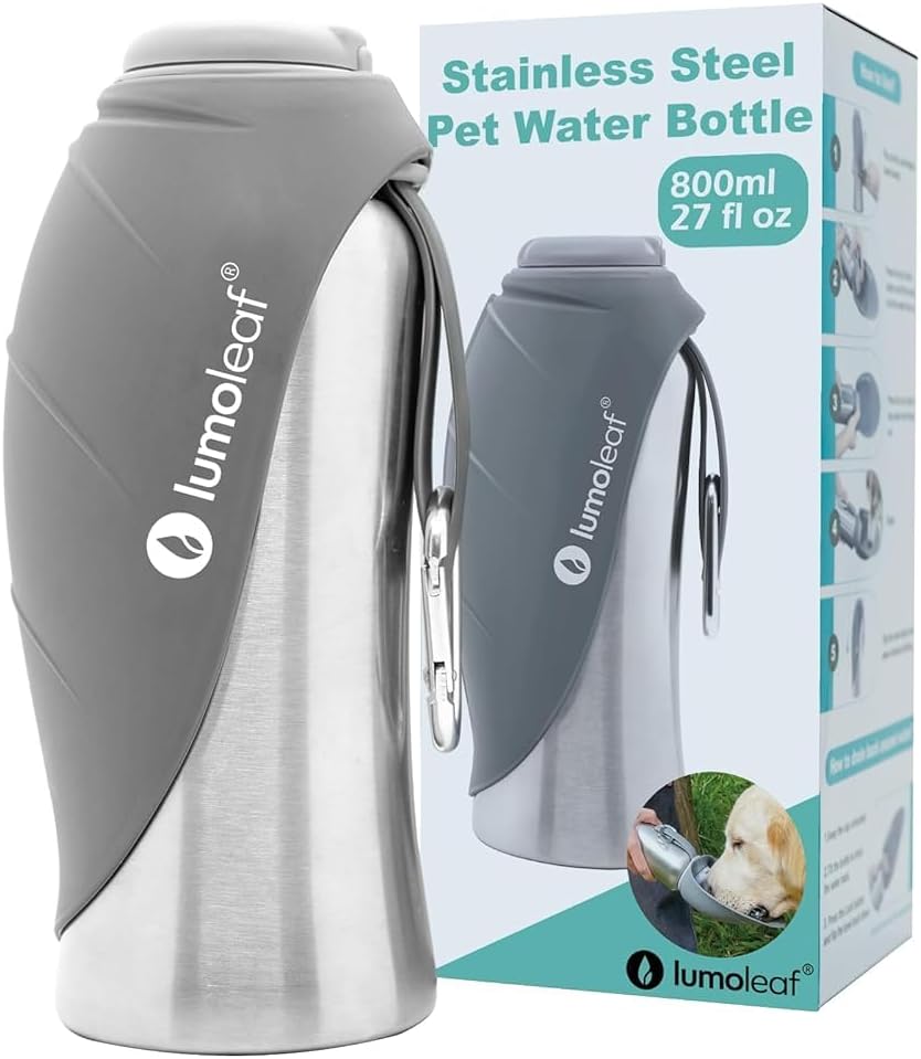 Stainless Steel 27 OZ Dog Water Bottle – Travel Dispenser for Hiking & Outdoors (Grey) Stainless Steel 27 OZ Dog Water Bottle – Travel Dispenser for Hiking & Outdoors (Grey)