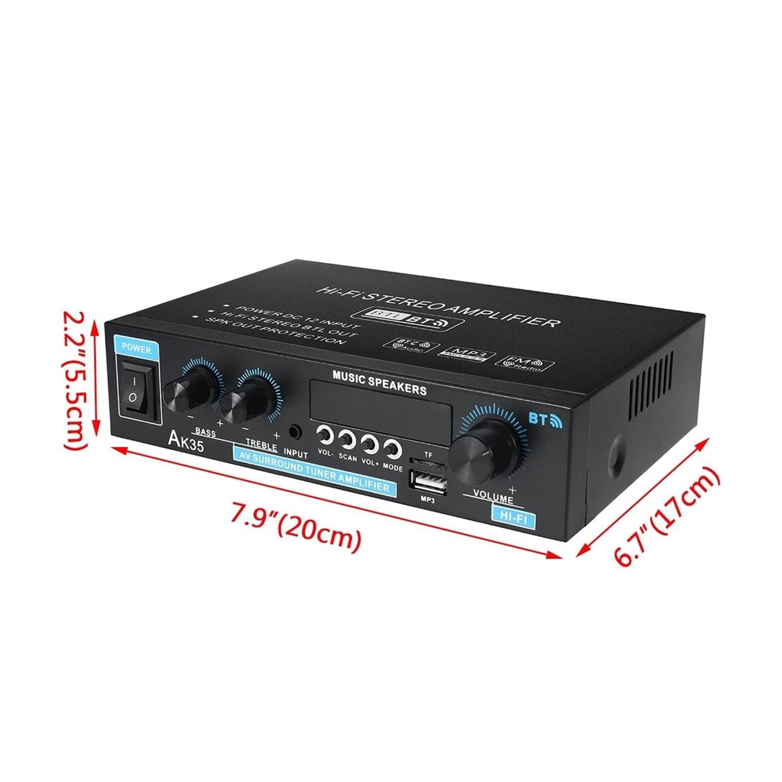 40. 0W + 400W. Wzmacniacz cyfrowy MINI 2.0 Kanałowy Odbiornik Bluetooth 5. Usb. Odtwarzacz muzyki Stereo Home/Car Marine Audio Amp