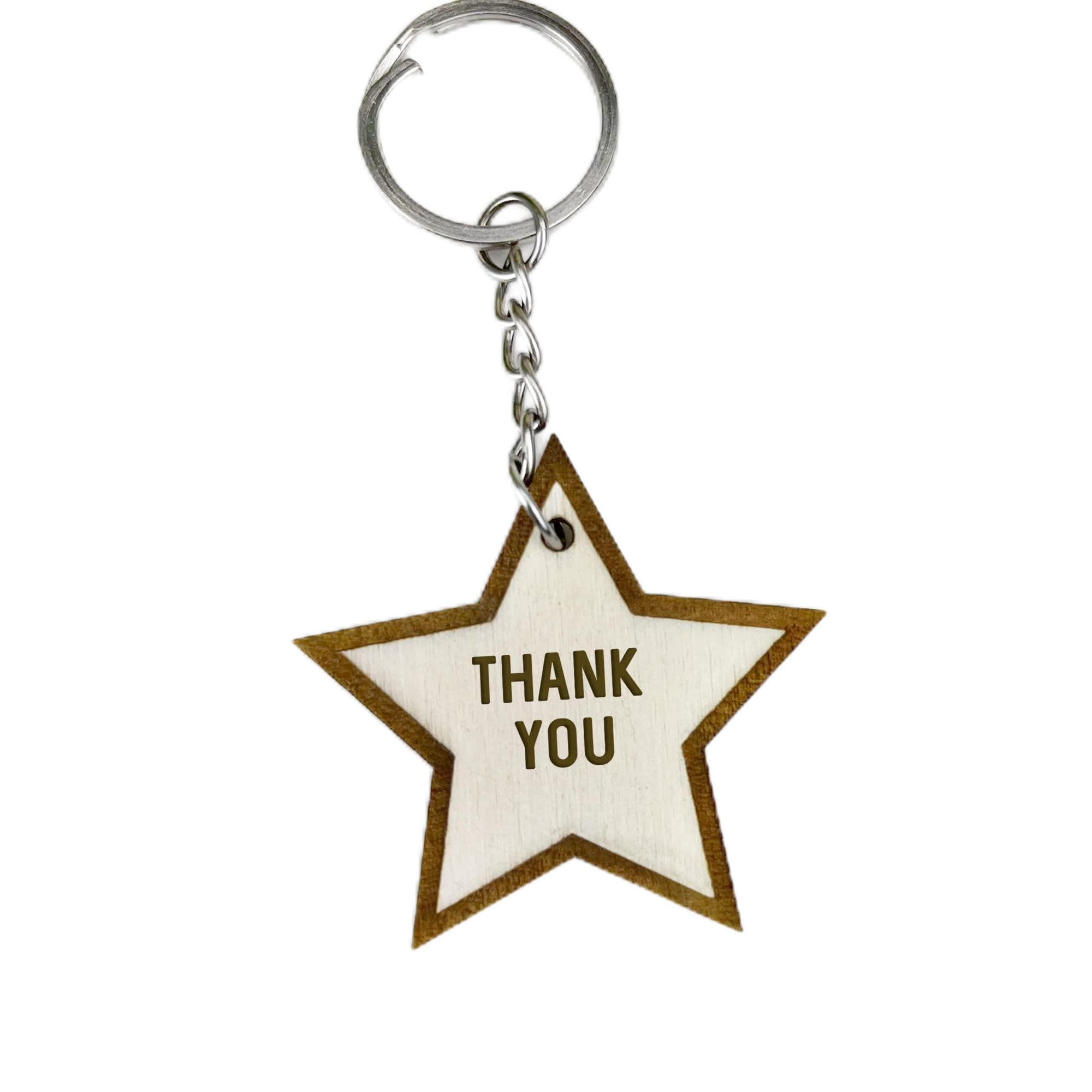 RED OCEAN Thank You Gift For Him Her Wood Keyring Volunteer Nurse Carer Friend Teacher Assistant Gift
