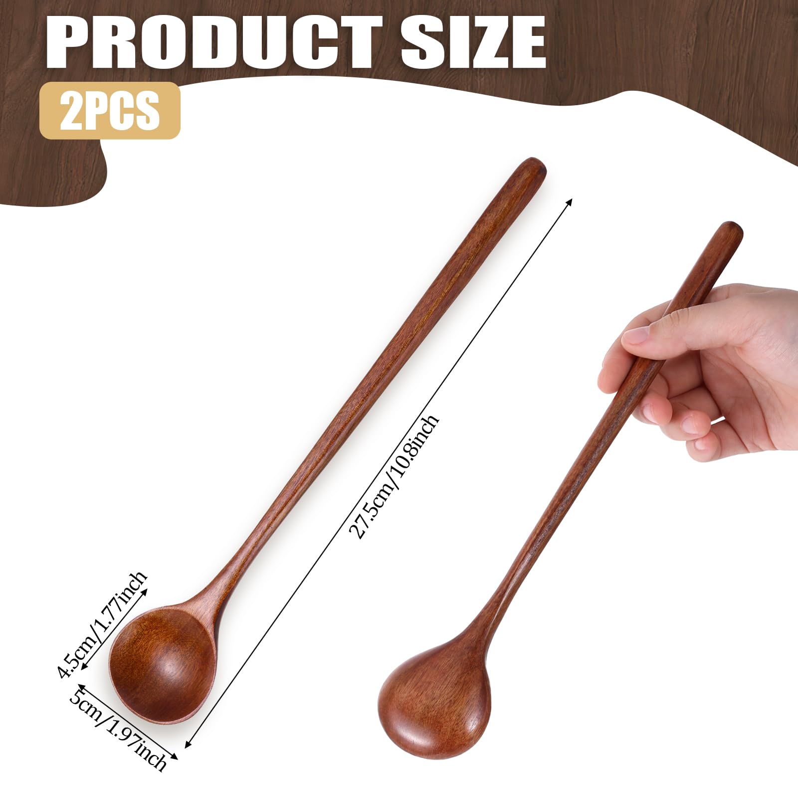 2 Cucchiai Di Legno Per Cucina Da 31 Cm: Lunghi, Lisci E Resistenti Al Calore Per Pentole Antiaderenti - 5