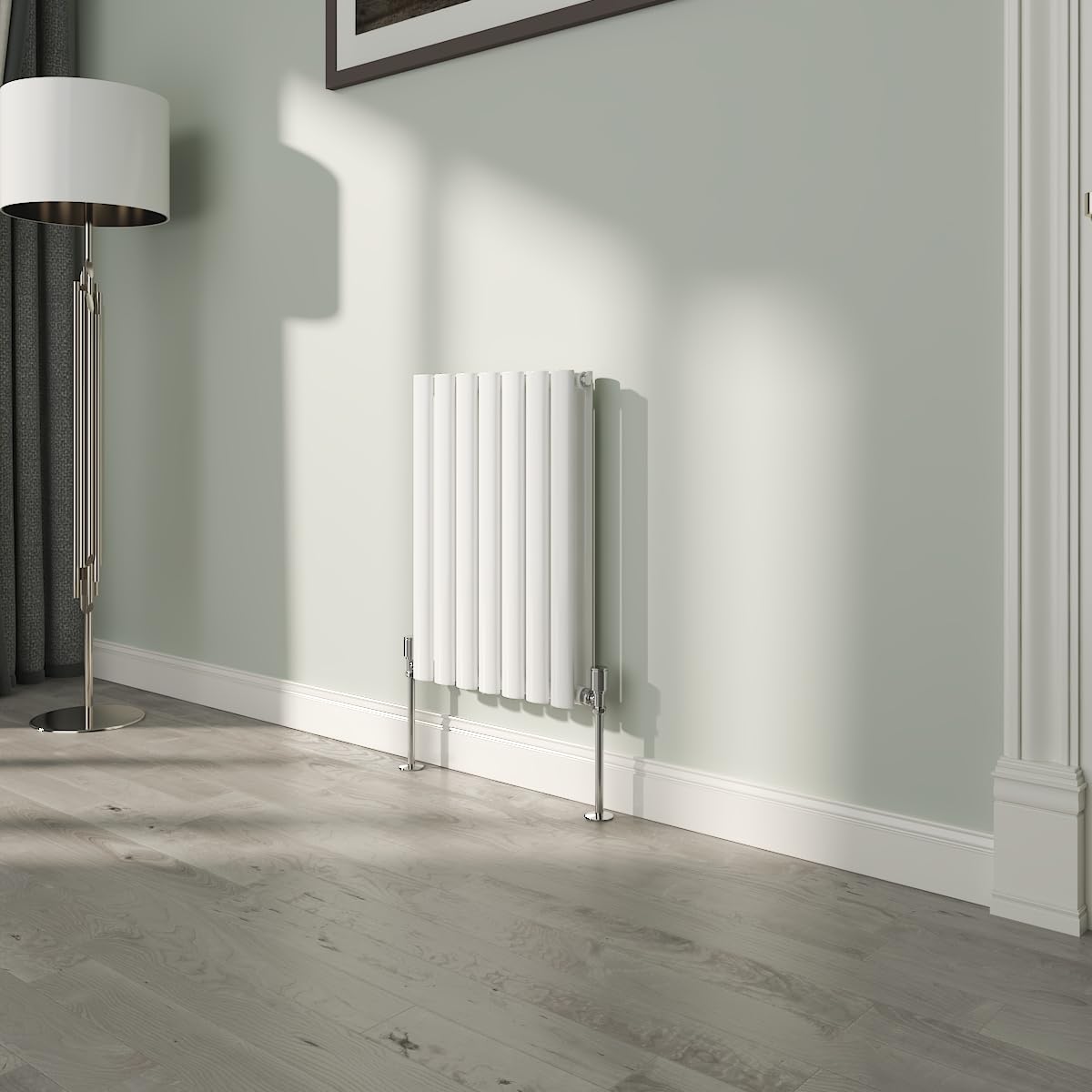 NRG White Oval Radiator Horizontal 600x413mm Double Panel Central Heating Radiators Perfect for Bathrooms Kitchen Living Room