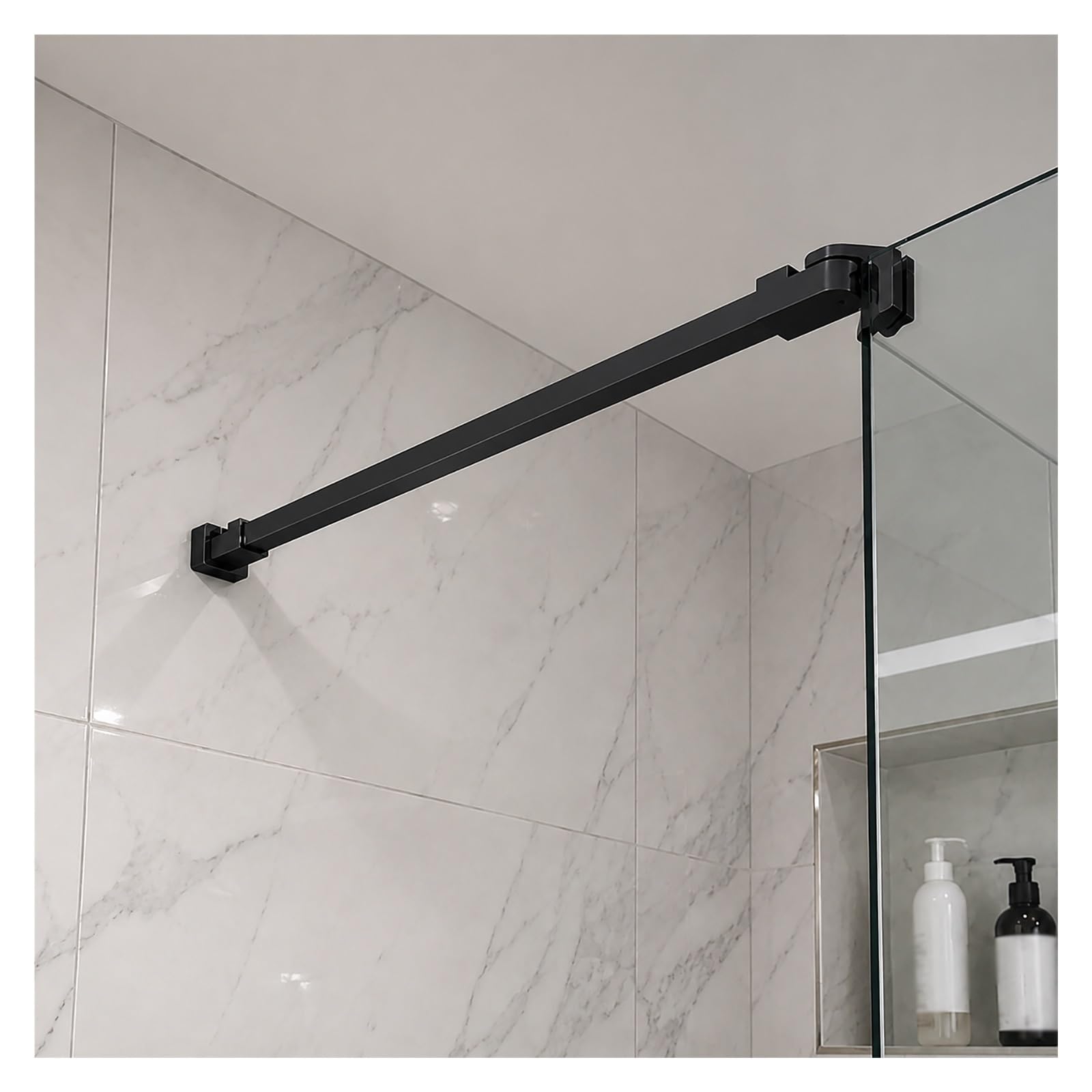 Zjkxjh Black Frameless Glass Stabilizer Bar Stainless Steel Shower Door Support Bar 40/50/60/70/80/90/100/120/150Cm, Fixed Glass Panel Stabilizer For Frameless Bathroom Showers(,50Cm/19.7In)