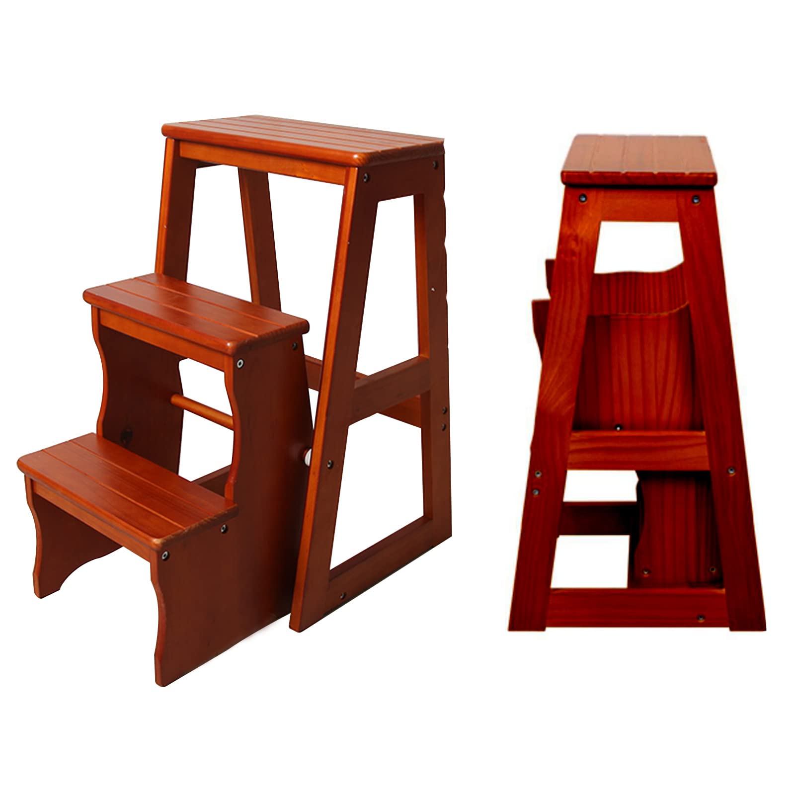 Tabouret escabeau en bois blanc 3 marches pour adulte et maison