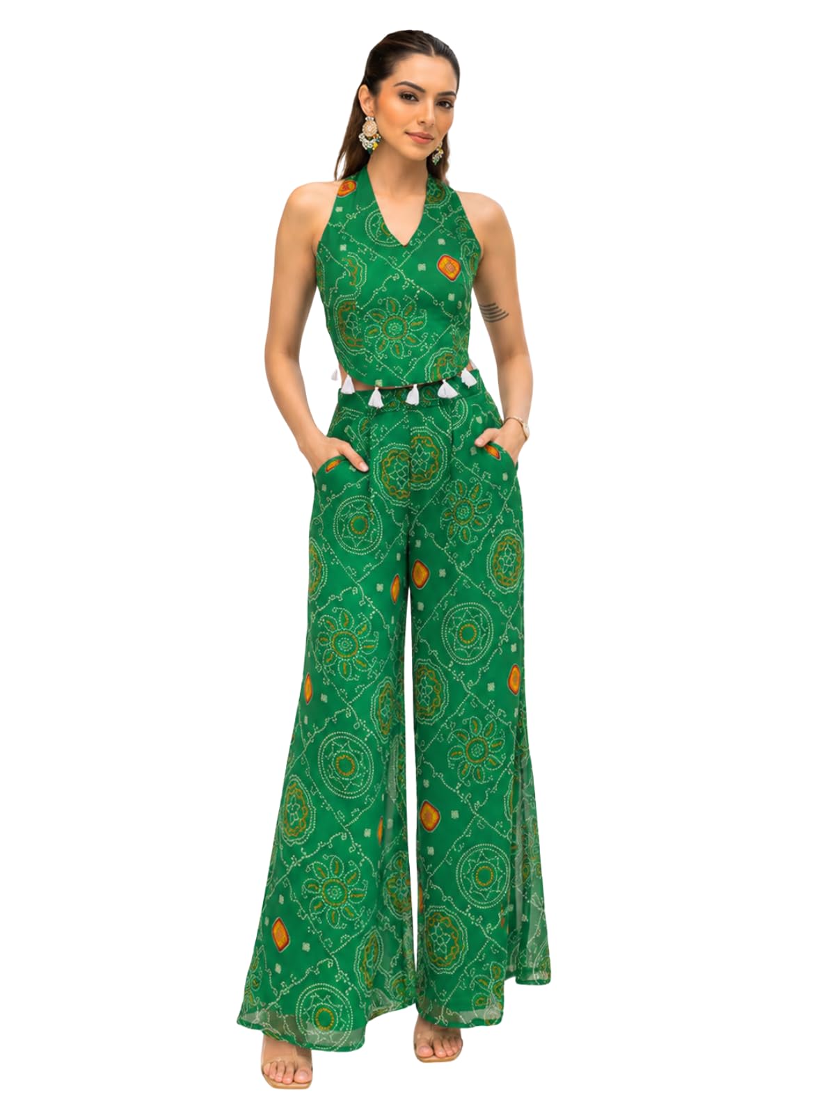 leriya fashion Co Ord Set for Women Stylish | Jumpsuit for Women Stylish | Summer Sleeveless Halter Neck Boho Dress for Woman | Casual Summer Western Dress | Sleeveless Cord Set for Beach & Vacation-picture-16